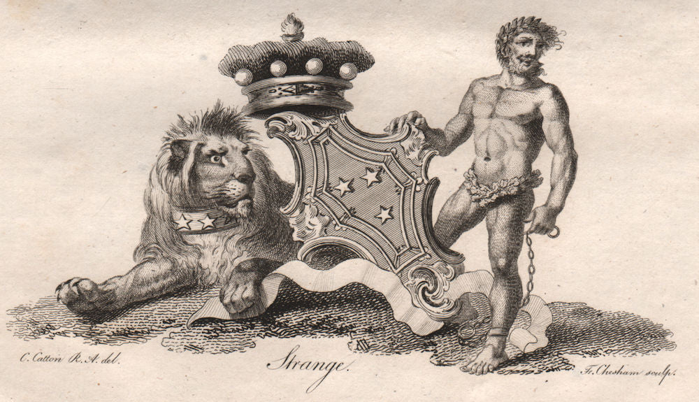 STRANGE. Heraldry. Coat of Arms 1790 old antique vintage print picture